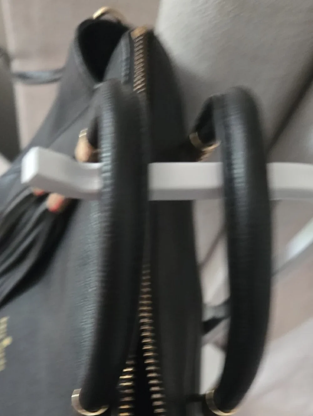 kate spade Black Leather Satchel with Tassel Accent